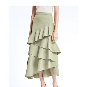 Asymmetrical Maxi Skirt - 4 Tall - Olive